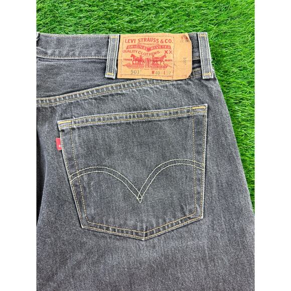 Levi’s 501 XX Mens Jeans Gray Black Wash Straight Leg Button Fly Red Tab W40 L32 - Picture 3 of 16
